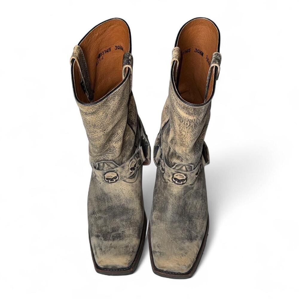 Harley-Davidson Men's 10.5 Rory Harness Motorcycle Boots in a distressed slate